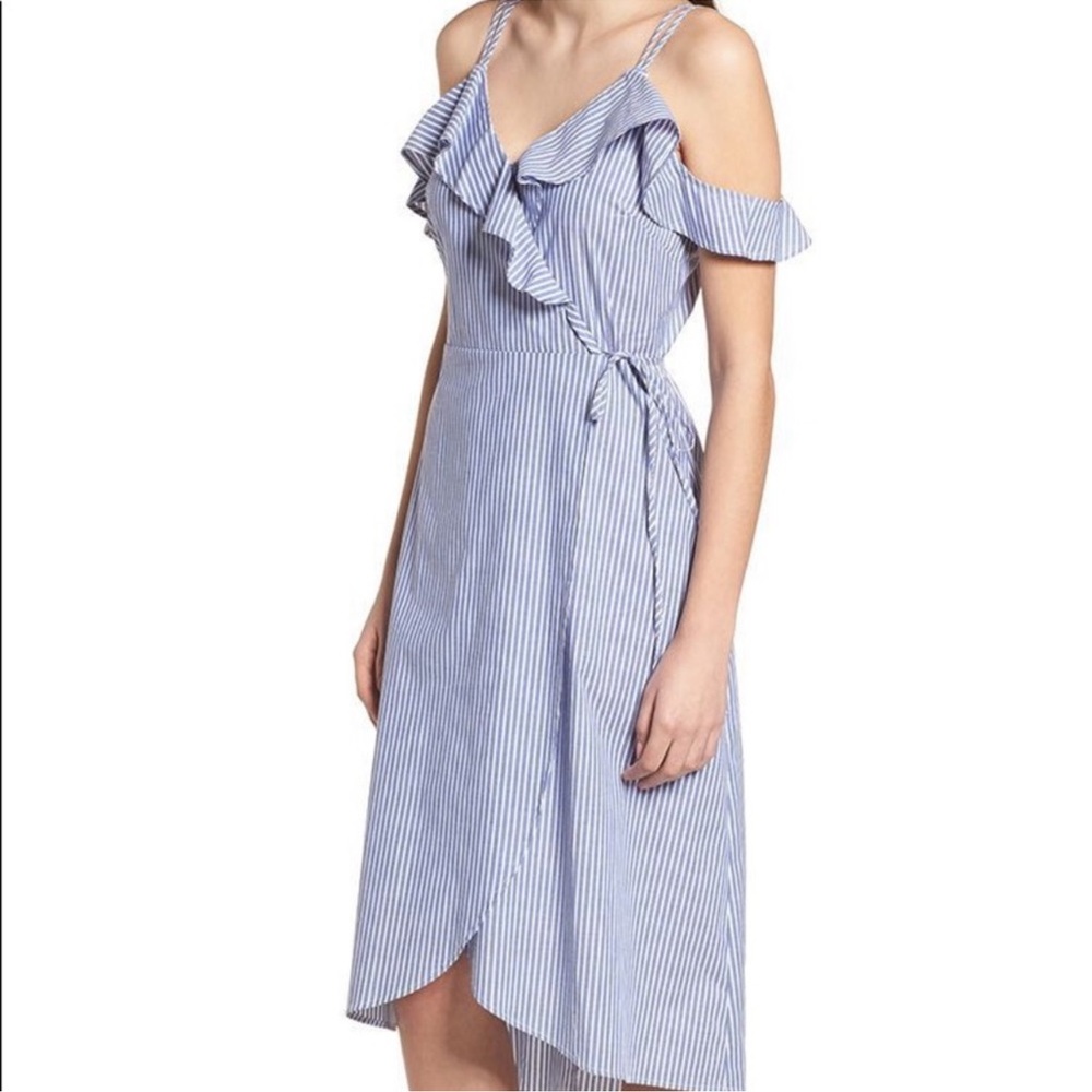 BP Stripe Ruffle Wrap Dress Nordstrom size XS